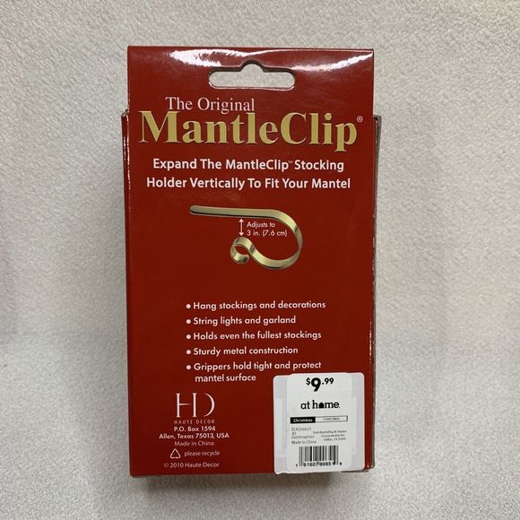 Mantle Clip The Original (2 In Box) Silver Black Gold Sturdy Stockings Holder - Picture 5 of 8